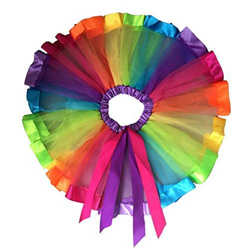 Tutú Pixnor con capas de los colores del arcoiris, falda de volantes para bailar, para fiestas