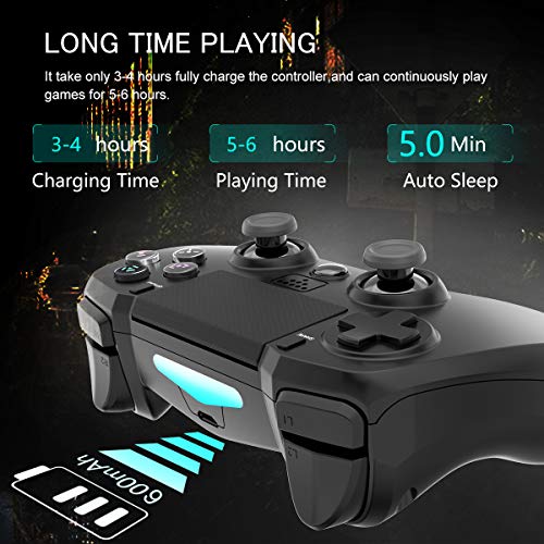 TUTUO Mando Inalambrico para ps4, Gamepad Wireless Bluetooth Controlador Joystick con Vibración Doble/Puerto de Audio Remoto/Mandos Inalámbrico