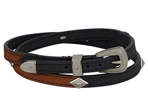 Twister Hats - Burdú de piel para sombrero con conchos de ángel (55-61 cm), color negro y marrón claro