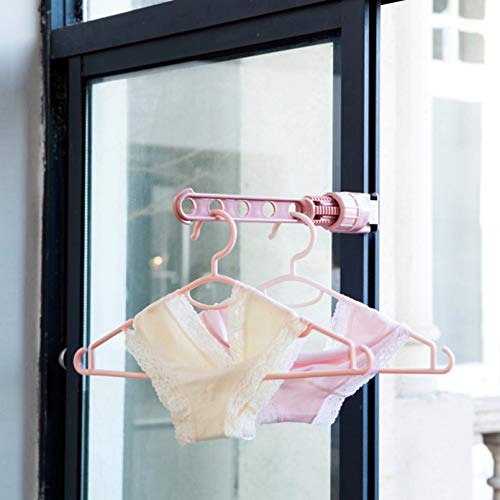 TYOLOMZ 5 Hole Hanging Drying Rack Which fixable on Doors Windows, Multifunction Telescopic Indoor Space Saving Hanger Clothes Storage