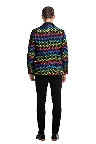 U LOOK UGLY TODAY Chaqueta de fiesta para hombre, chaqueta de chándal para Navidad, disfraz festivo con divertidos estampados, multicolor árbol de navidad L