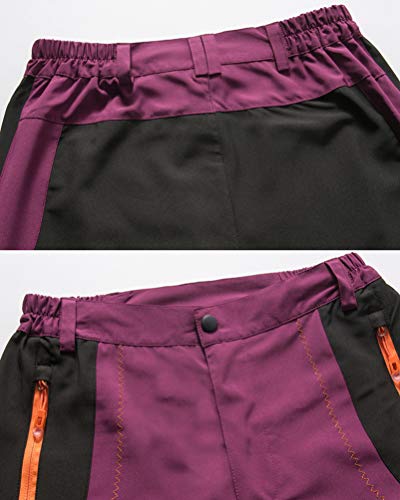 U/A Unisexo Pantalones de Acampada y Marcha Pantalón de Senderismo y Trekking con Bolsillos de Cremallera y cinturón (Claret Mujer, XL)