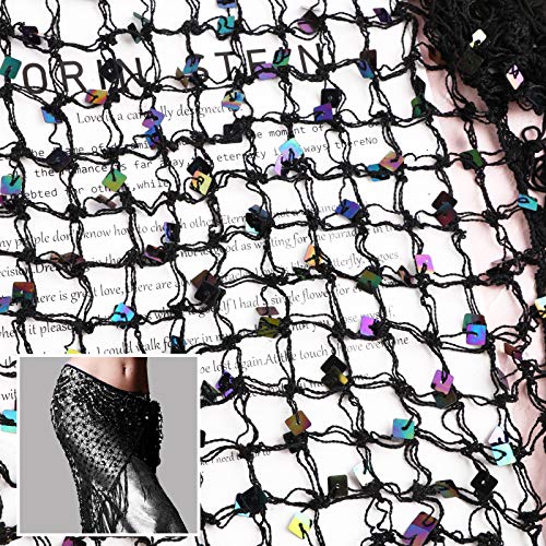 UFLF Bufanda para Danza Vientre Negro Cinturón Baile Mujer Falda Cadera para Danza de Vientre Accesorio