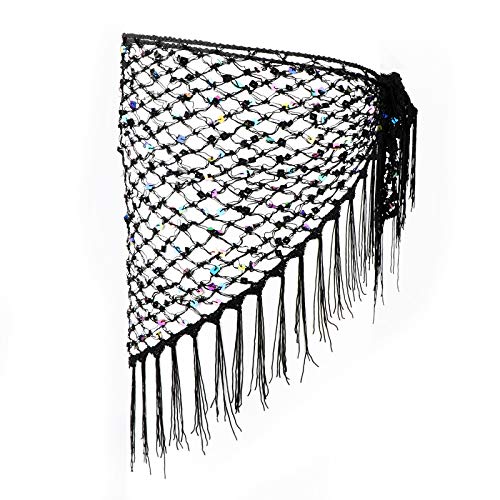 UFLF Bufanda para Danza Vientre Negro Cinturón Baile Mujer Falda Cadera para Danza de Vientre Accesorio