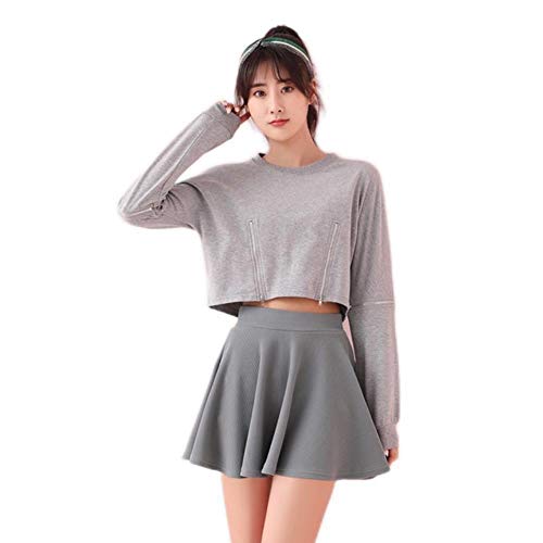 UKKD Falda Tenis Mujer Primavera Y Otoño Verano Transpirable Falda Corta Anti-Vacía Golf Tenis Deportes De Golf Culottes Slim Fashion Outdoor Sports Falda Plisada-Bubble Skirt Gray,L