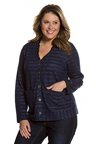 Ulla Popken Trachtenstrickjacke Mit Streifen, Chaqueta Austriaca para Mujer, Azul (Hellblau 73), 50