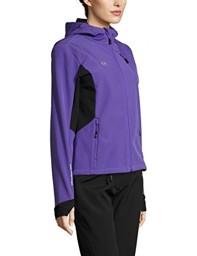 Ultrasport Advanced Chaqueta softshell para mujer Bibi, chaqueta funcional moderna de dos colores, chaqueta outdoor, Púrpura/Negro, L