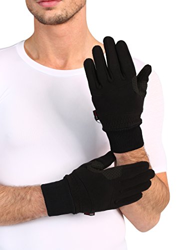 Ultrasport Basic Guantes polares de invierno Cozy para hombre y mujer, con zonas de agarre para montar en bicicleta y realizar otras actividades al aire libre, negro, M