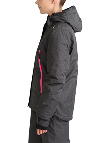 Ultrasport Chaqueta de Esquí para Mujer Mel - Chaqueta Deportiva para Mujer Impermeable y Transpirable con Tela Ultraflow 10.000, Gris Oscuro/pink, L