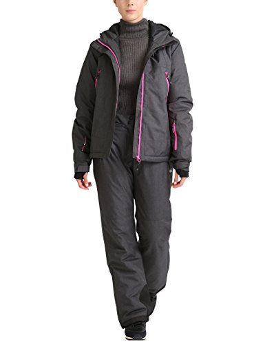 Ultrasport Chaqueta de Esquí para Mujer Mel - Chaqueta Deportiva para Mujer Impermeable y Transpirable con Tela Ultraflow 10.000, Gris Oscuro/pink, M