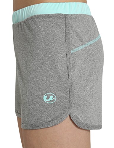 Ultrasport - Pantalones Cortos de Fitness para Mujer, Gris/Agua, Talla M