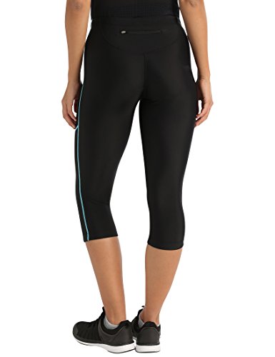 Ultrasport, Pantalones deportivos 3/4 para Mujer, Negro/Turquesa, M