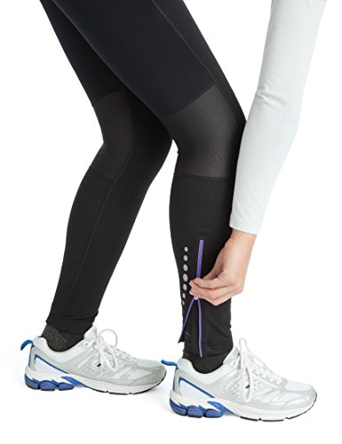 Ultrasport Windstopper Pantalones de Correr, Mujer, Negro/Morado, M