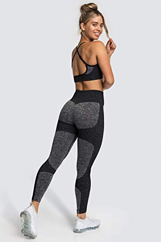 UMIPUBO Pantalones Deportivos para Mujer Medias Deportivas para Mujer Yoga Medias de Yoga elásticas de Cintura Alta Fitness Deportes Estiramiento de Yoga y Pilates(Negro, L)