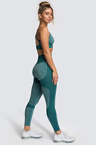 UMIPUBO Pantalones Deportivos para Mujer Medias Deportivas para Mujer Yoga Medias de Yoga elásticas de Cintura Alta Fitness Deportes Estiramiento de Yoga y Pilates(Verde Oscuro, S)