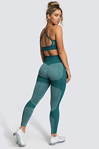 UMIPUBO Pantalones Deportivos para Mujer Medias Deportivas para Mujer Yoga Medias de Yoga elásticas de Cintura Alta Fitness Deportes Estiramiento de Yoga y Pilates(Verde Oscuro, S)