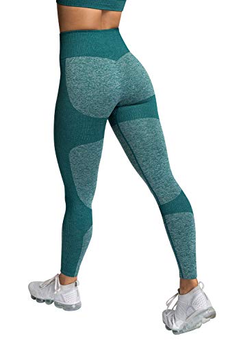 UMIPUBO Pantalones Deportivos para Mujer Medias Deportivas para Mujer Yoga Medias de Yoga elásticas de Cintura Alta Fitness Deportes Estiramiento de Yoga y Pilates(Verde Oscuro, S)