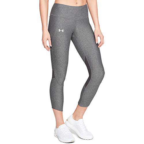 Under Armour Fly Fast Crop Capri para Mujer, Mujer, Pantalones Pirata, 1317290-020, Gris (Jaspeado Claro/Reflectante), Small