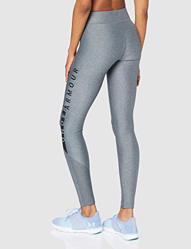 Under Armour Heatgear Graphic Leggings, Mujer, Gris (Pitch Gray Light Heather/Black 012), S
