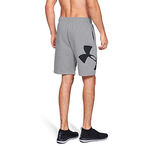 Under Armour Rival Fleece Logo Pantalones Cortos para Hombre, cómodos y robustos Pantalones para Correr, Ancho pantalón Corto con Bolsillos Laterales, Steel Light Heather/Black (035), XL