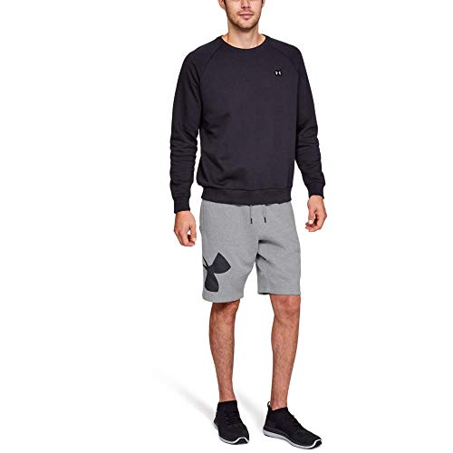 Under Armour Rival Fleece Logo Pantalones Cortos para Hombre, cómodos y robustos Pantalones para Correr, Ancho pantalón Corto con Bolsillos Laterales, Steel Light Heather/Black (035), XL