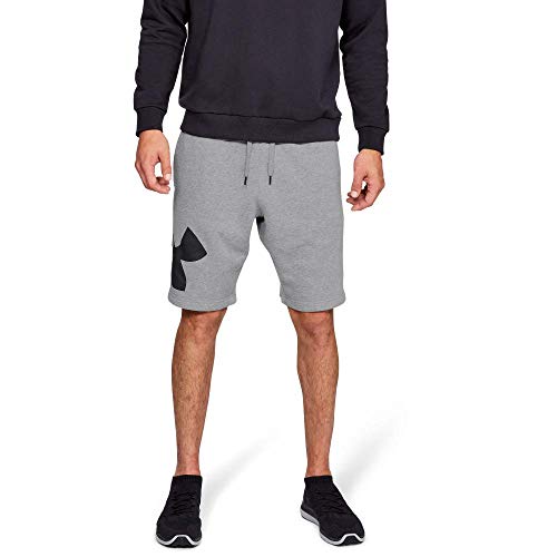 Under Armour Rival Fleece Logo Pantalones Cortos para Hombre, cómodos y robustos Pantalones para Correr, Ancho pantalón Corto con Bolsillos Laterales, Steel Light Heather/Black (035), XL