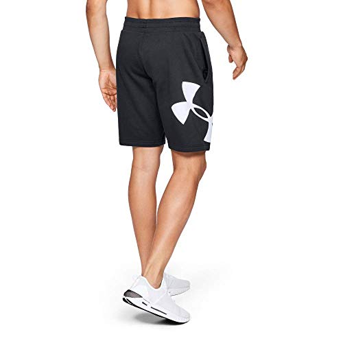 Under Armour Rival Fleece Logo Pantalones Cortos para Hombre, cómodos y robustos Pantalones para Correr, Ancho pantalón Corto con Bolsillos Laterales, Black/White (001), LG