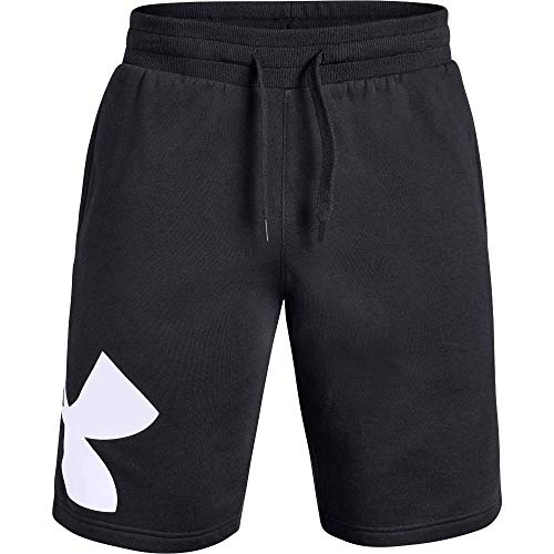 Under Armour Rival Fleece Logo Pantalones Cortos para Hombre, cómodos y robustos Pantalones para Correr, Ancho pantalón Corto con Bolsillos Laterales, Black/White (001), LG