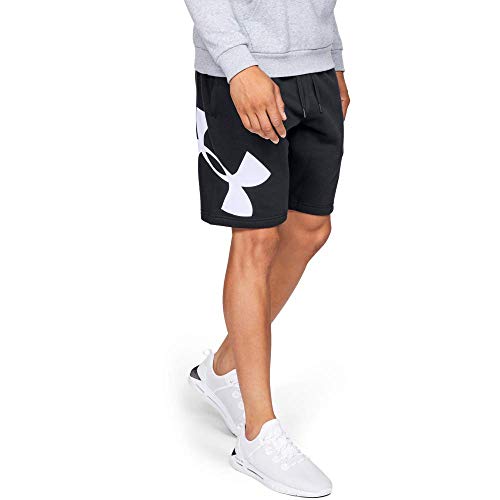 Under Armour Rival Fleece Logo Pantalones Cortos para Hombre, cómodos y robustos Pantalones para Correr, Ancho pantalón Corto con Bolsillos Laterales, Black/White (001), LG