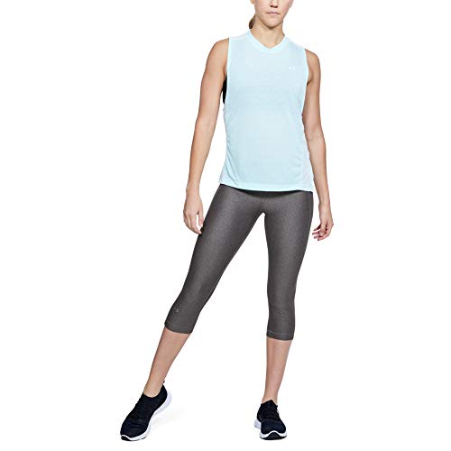 Under Armour UA Heatgear Leggings, Mujer, Gris (Charcoal Light Heather/Charcoal Light Heather/Metallic Silver (019), M