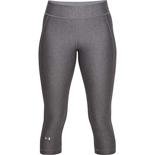 Under Armour UA Heatgear Leggings, Mujer, Gris (Charcoal Light Heather/Charcoal Light Heather/Metallic Silver (019), M