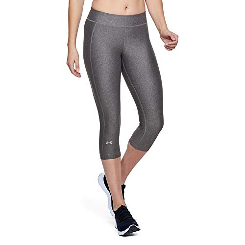 Under Armour UA Heatgear Leggings, Mujer, Gris (Charcoal Light Heather/Charcoal Light Heather/Metallic Silver (019), M