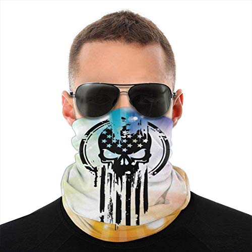 Unisex Bufanda Facial,Guerrero Americano Bandera Cráneo Militar Cuello Pañuelo Customed Cuello Bufanda Adulto Polainas De Cuello para Ciclismo Cámping Yoga
