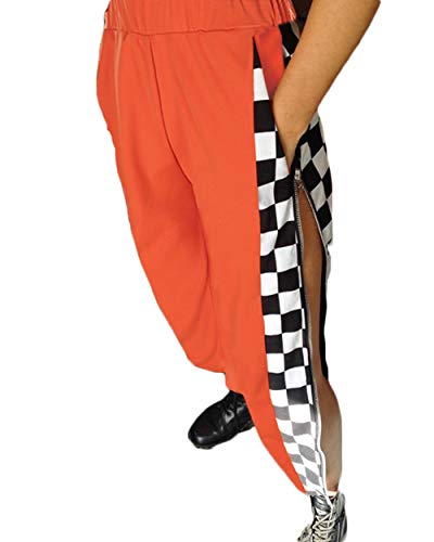 UR MAX BEAUTY Pantalones De Harén A Cuadros con Cremallera Lateral Naranja para Mujer, Pantalón De Calle Hip Hop De Cintura Alta con Bolsillo,L