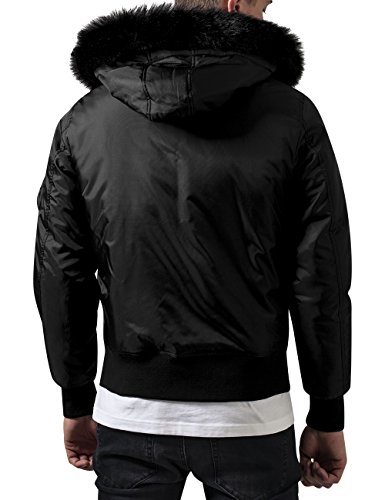 Urban Classics Hooded Basic Bomber Jacket Chaqueta, Negro (Black 7), Large para Hombre