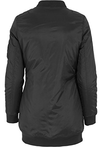 Urban Classics Jacke Long Bomber Jacket Chaqueta, Negro (Schwarz), Small (Talla del Fabricante: Small) para Mujer