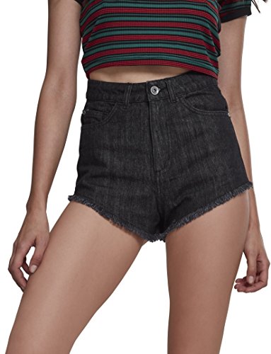 Urban Classics Ladies Denim Hotpants Pantalones Cortos, Negro (Black Washed 00709), M para Mujer