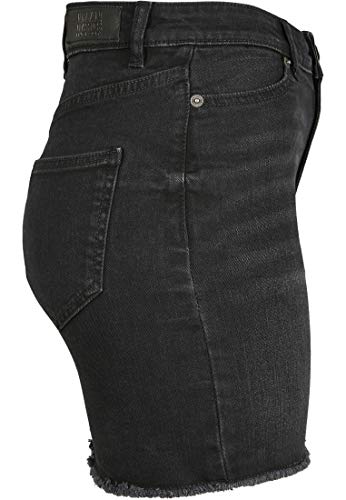Urban Classics Ladies Denim Skirt Jeans-Rock Falda, Producto Lavado en Negro, 34 para Mujer