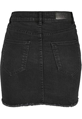 Urban Classics Ladies Denim Skirt Jeans-Rock Falda, Producto Lavado en Negro, 34 para Mujer