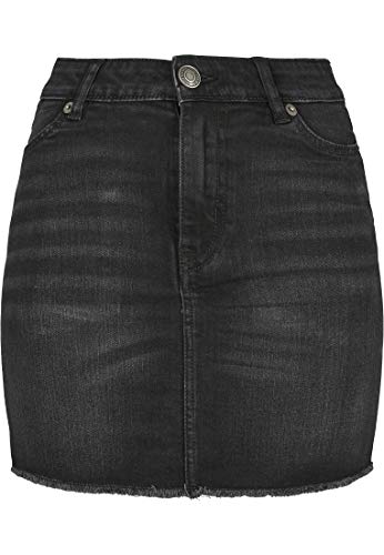 Urban Classics Ladies Denim Skirt Jeans-Rock Falda, Producto Lavado en Negro, 34 para Mujer