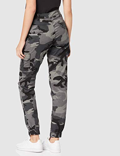 Urban Classics Ladies High Waist Cargo Pants Pantalones, Multicolor (Dark Camo 00784), 42 (Talla del Fabricante: 29) para Mujer