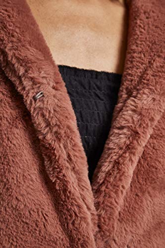 Urban Classics Ladies Hooded Teddy Coat abrigos hombre, darkrose, L para Mujer