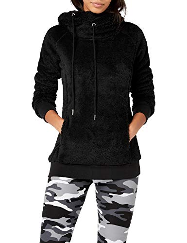 Urban Classics Ladies Long Teddy Hoody Sudadera con Capucha, Negro (Black 7), XS para Mujer