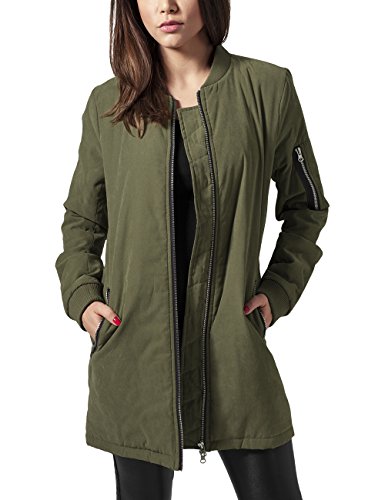 Urban Classics Ladies Peached Long Bomber Jacket Chaqueta, Verde (Olive 176), S para Mujer
