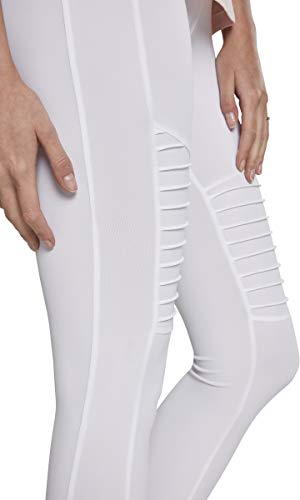 Urban Classics Ladies Tech Biker Leggings, Blanco (White 00220), 38 (Talla del Fabricante: Small) para Mujer