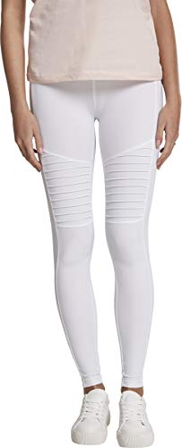 Urban Classics Ladies Tech Biker Leggings, Blanco (White 00220), 38 (Talla del Fabricante: Small) para Mujer