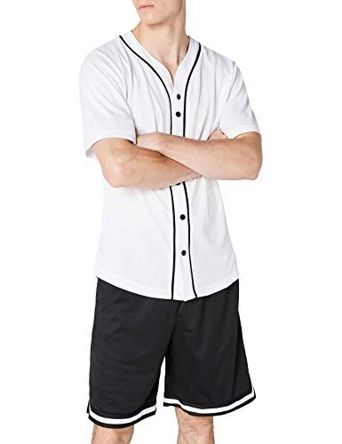 Urban Classics Mesh Jersey Camiseta Baseball con Botones a Presión, Blanco (White), XXL para Hombre