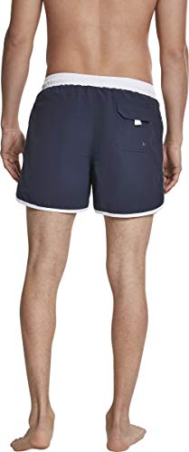Urban Classics Retro Swimshorts, Pantalones Cortos para Hombre, Azul (Navy/White 01200), Medium