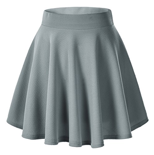 Urban GoCo Falda Mujer Elástica Plisada Básica Patinador Multifuncional Corto Falda (XL, Gris)