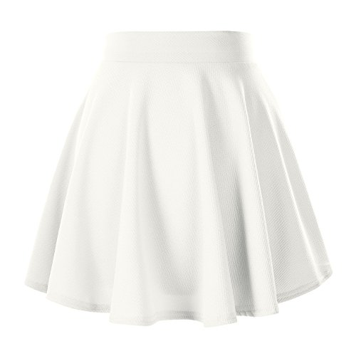 Urban GoCo Falda Mujer Elástica Plisada Básica Patinador Multifuncional Corto Falda (XS, Blanco)